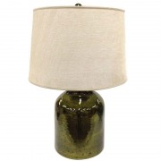 Olive Green Table Lamp with Linen Shade